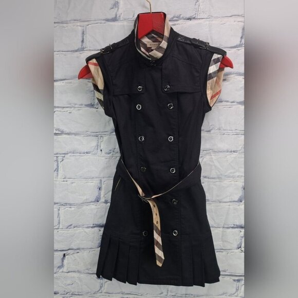 Burberry Girls Dress Belted Check Pattern Pleated Trench Size 10Y / 138 cm - Picture 2 of 12